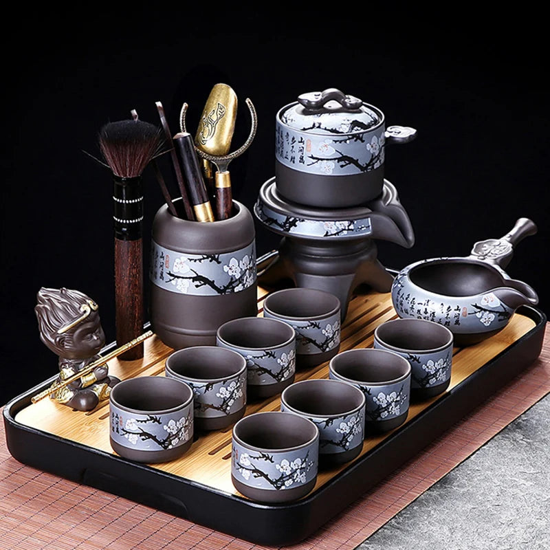 Çin Kung Fu Çay Seti Çayıl Gaiwan Tam Yixing Geleneksel Puer Çay Kupası Set Hediye Töreni Taza De Te Mutfak İçecek Yazıları