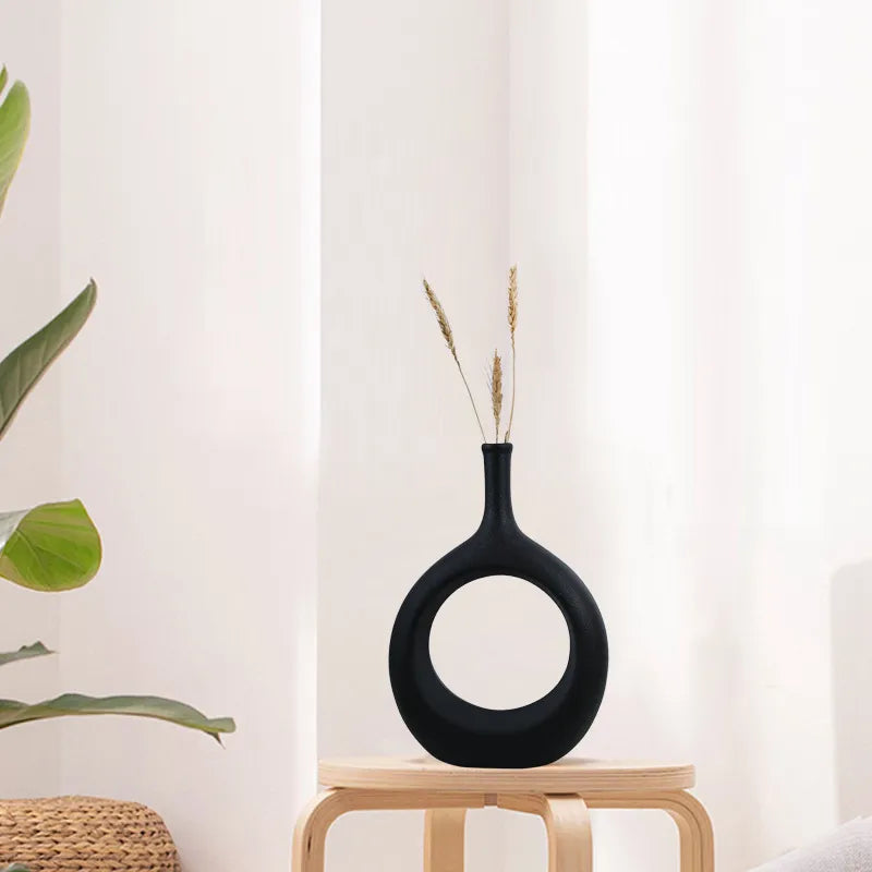 Vaso de cerâmica vaso oco nórdico panela de flor moderna plantador de arte vasos de escritório sala de estar com desktop interior home decoração acessórios
