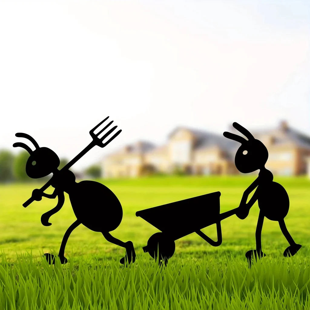 1pc, decoración de jardín hormigas hormigas de metal al aire libre adornos de jardinería jardín de metal patio trasero de césped estacas decoración hormigas artesanales de hierro de jardín