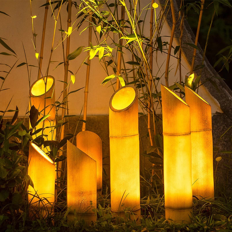 Kreativ bambus have lampe villa gårdhave baghaven landskab lys park resort indretning græsplæne belysning