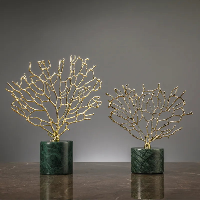 Imitation koral ornamenter krystal metal træ glas vase hule metal ramme harpiks koral hav dekorative figurer boligindretning