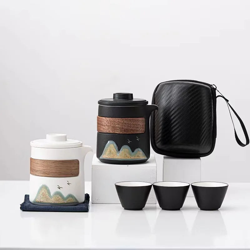 Japanese Quick Drink Cup Travel Tea Set Kung Fu TeaSet Ceramic Portable Teapot Porcelain Teaset Gaiwan Tea Cups of Tea Ceremony