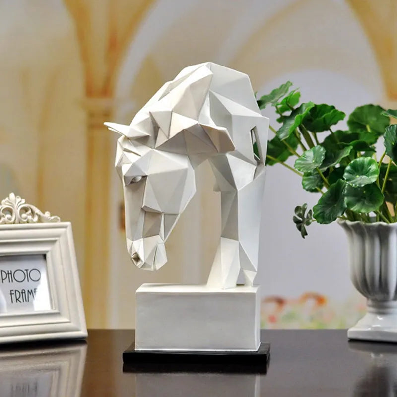 Paardenhoofd ornamenten hars Nordic moderne huizendecoratie kunst dier geometrische origami ambachten meubels bureau decor beeldje