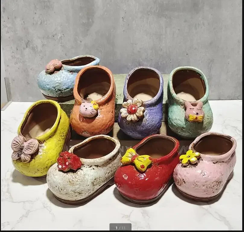 2pcs/conjunto Sapatos pequenos bonitos vaso criativo Cerâmica Decoração