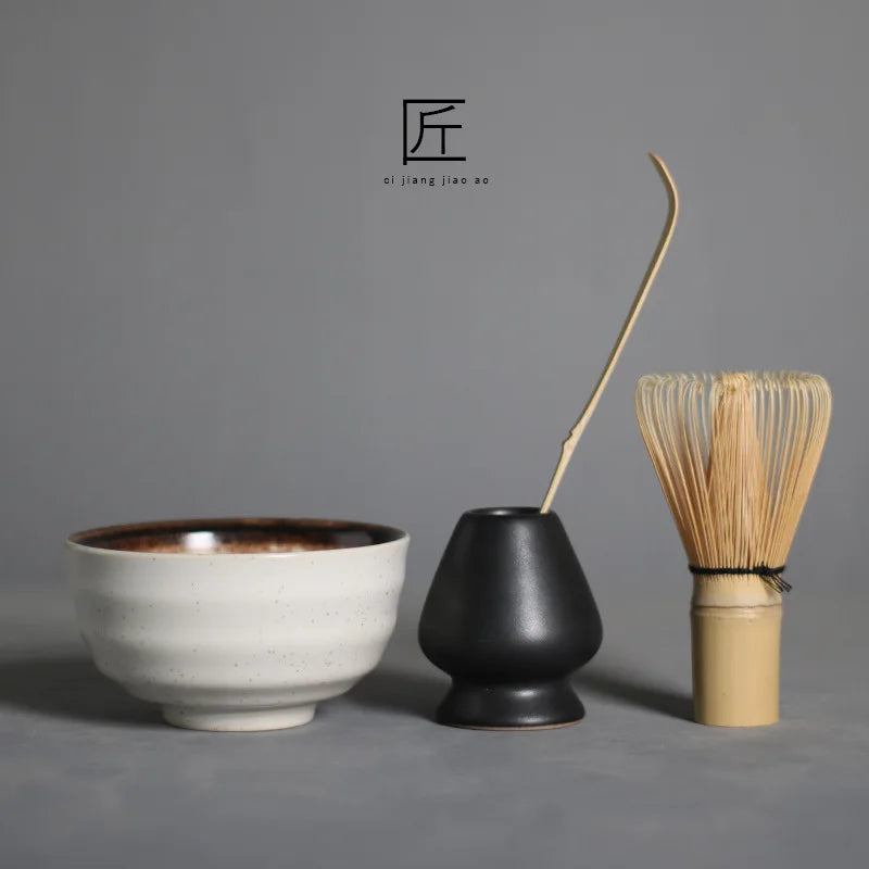 4pcs chino matcha set seguro batidor de bambú de cucharaditas de té de cucharadita de té de té de bebidas en interiores