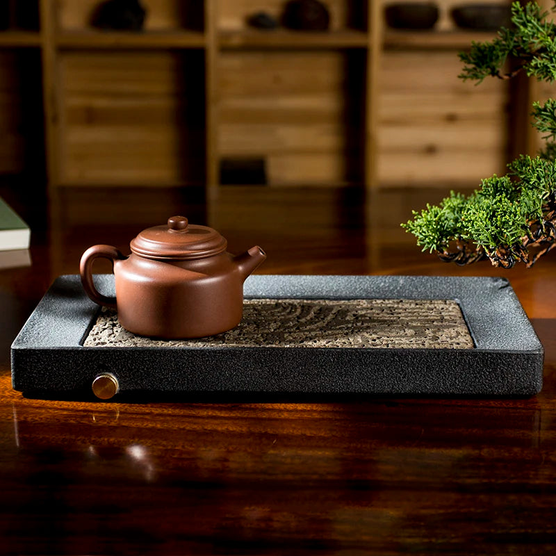 Teh Dulang Batu Teh Cina Phoenix Corak Teaset Kungfu Table Teaware Rectangle Plate Teh Teapot Saucer Antique Home Office Hiasan