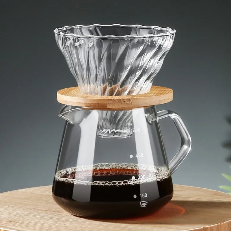 Punana versare sul set di caffettiere, caffè caraffa in vetro con filtro da caffè in vetro, set di caffettiere a goccia per casa o in ufficio, 300 ml