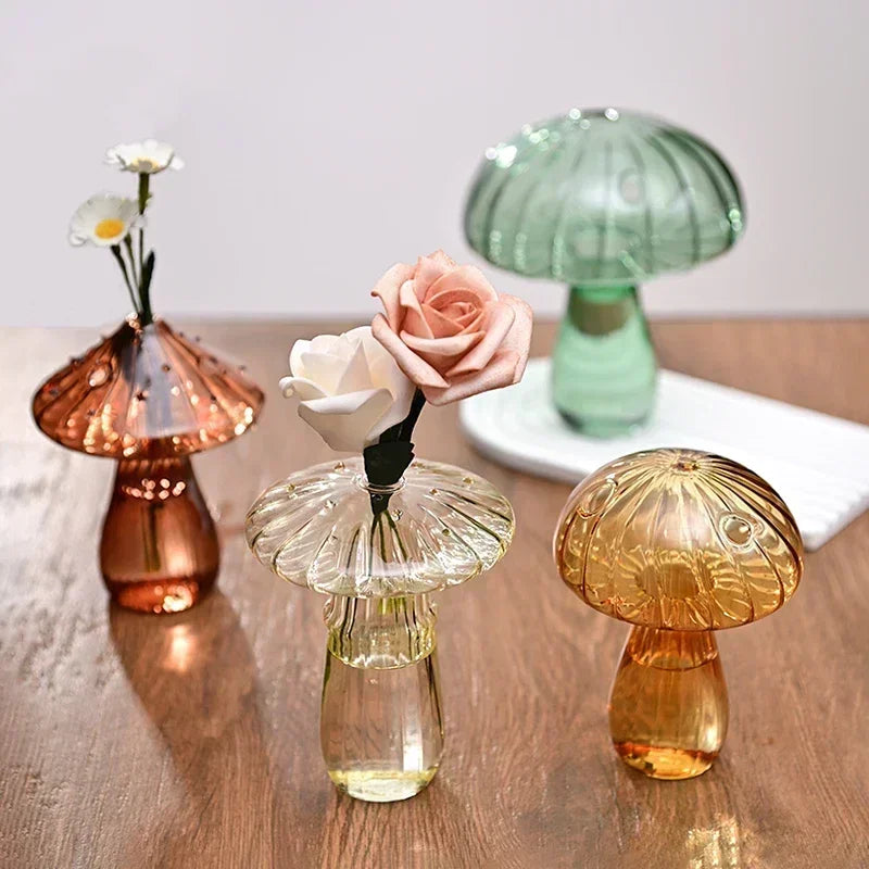 Kreativ svamp glasvas växt hydroponic terrarium konst växt hydroponisk bord vas glas hantverk diy aromaterapi flaska
