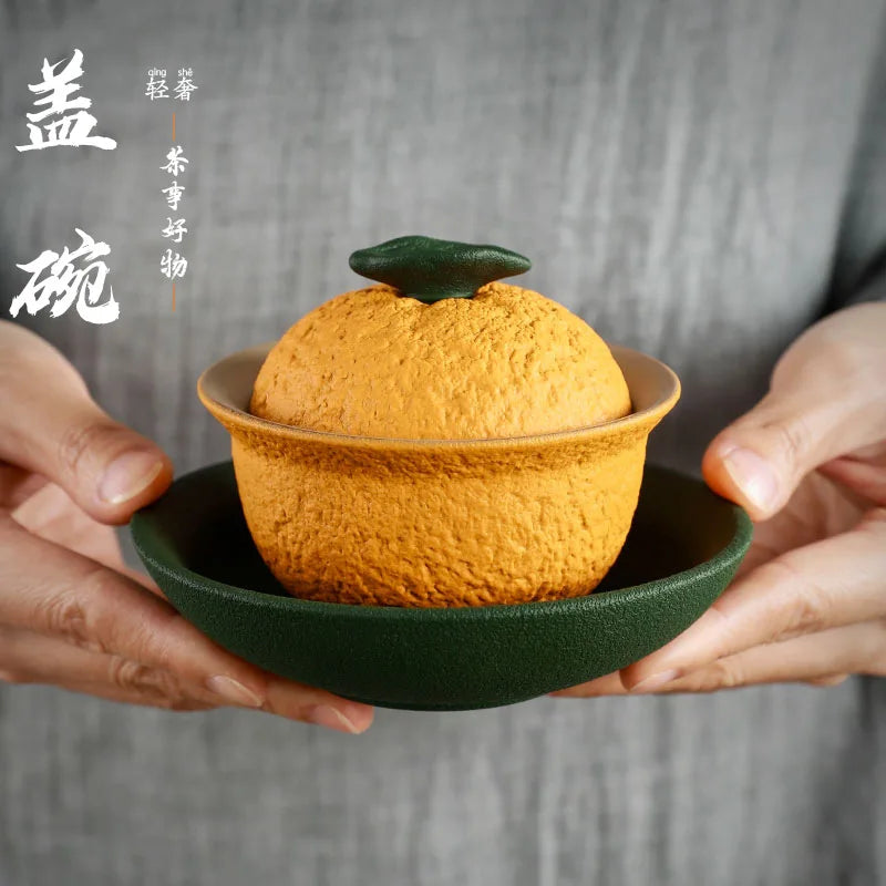 Tazón de té de cerámica hecha a mano de Sancai Gaiwán chino Tureen para té té de té de cerámica para el hogar