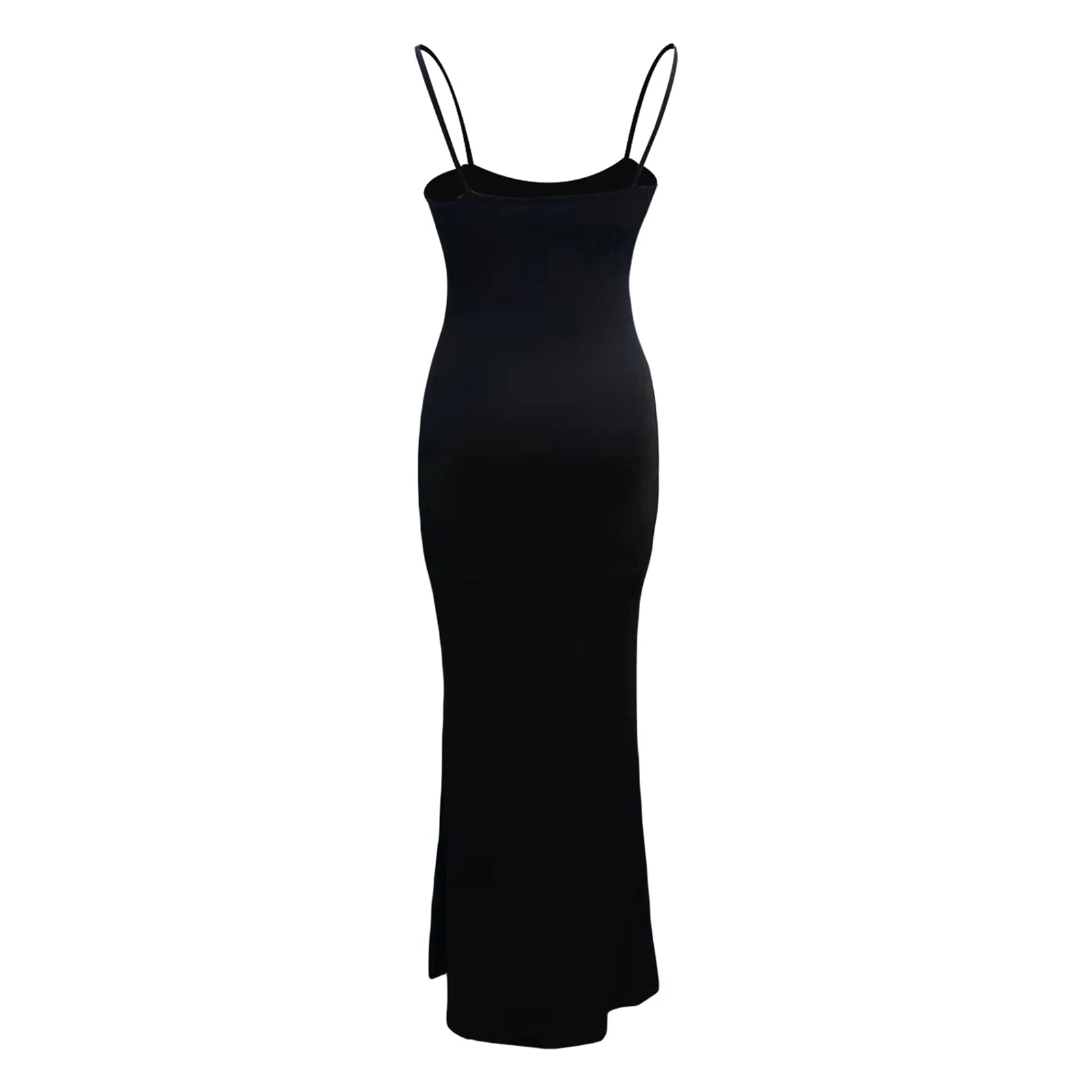 Women Sleeveless Long Bodycon Fish Tail Dresses Sexy Elegant Spaghetti Strap Solid Color Cocktail Party Dress