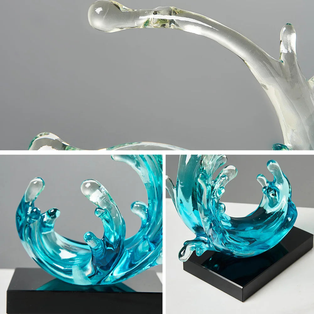 투명한 수지 초록 장식 현대파 추상 조각 장식품 거실 액세서리 홈 오피스 장식 선물