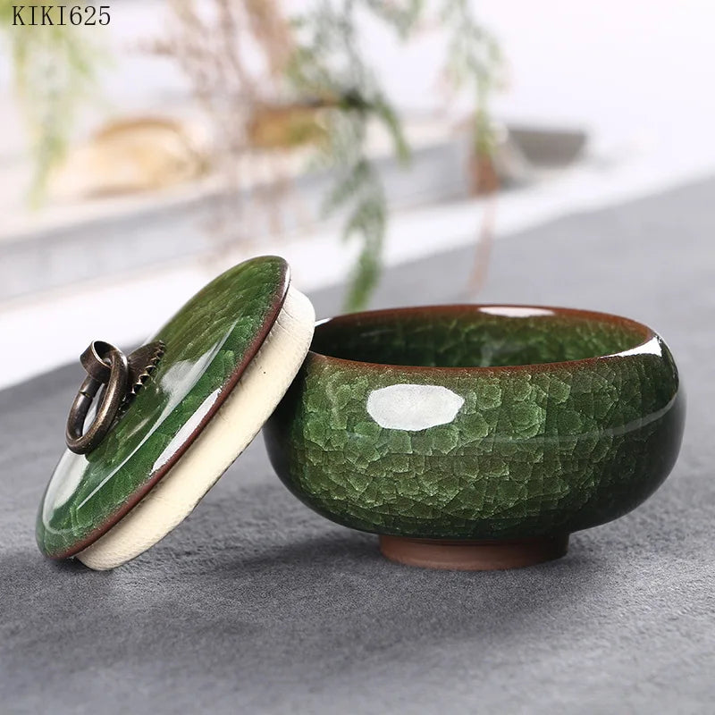 Warna modern retak keramik disegel tangki penyimpanan perjalanan portabel teh caddy teh set kalung cincin perhiasan kotak penyimpanan dekorasi rumah
