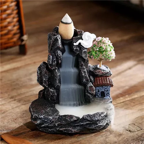 Decoração de cascata do rio Mountains Mountains de Incense para lareira de fragrâncias em casa Backflow Aroma Aroma Fountain Zen Censer Holder