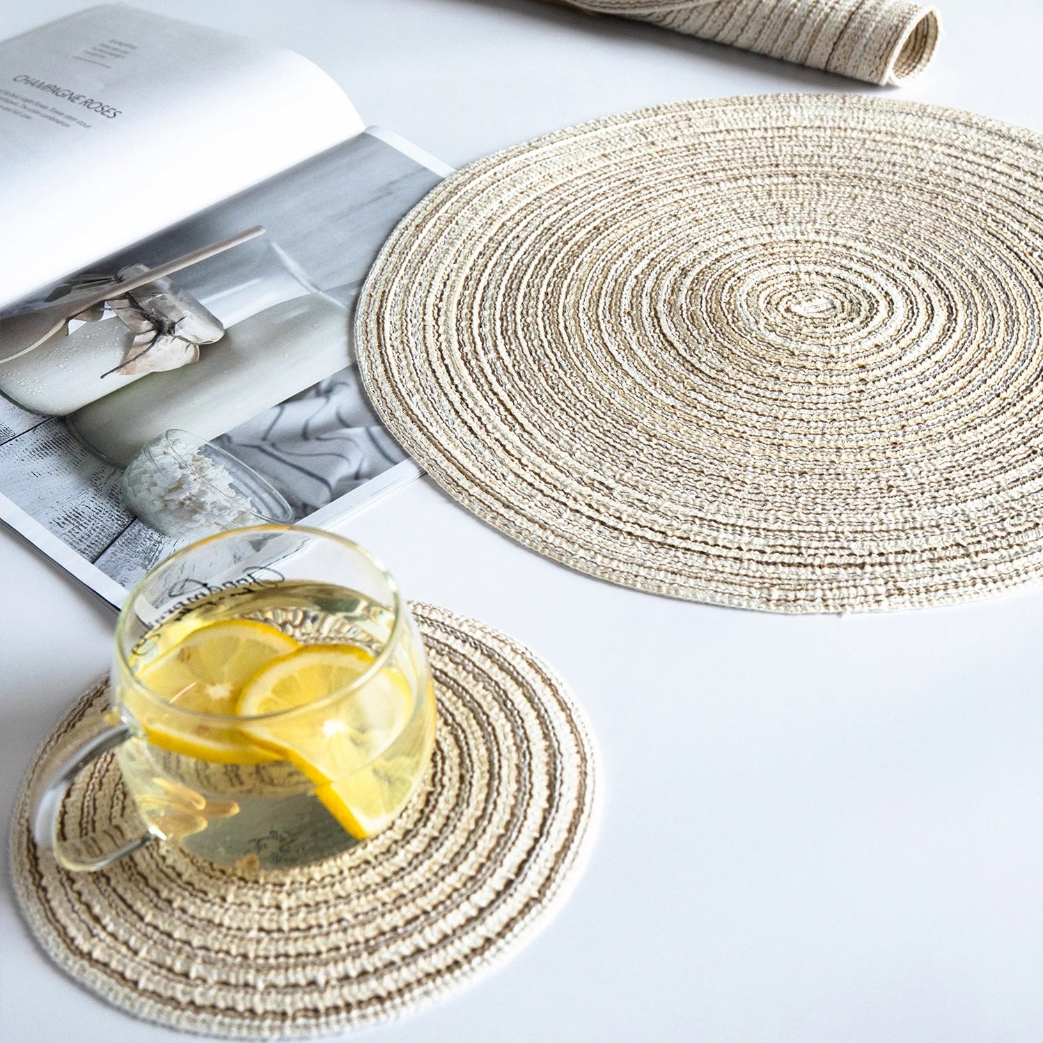 Table placemats for table mat Ramie Insulation Pad Placemats Linen Non Slip Table Mats Home Decoration Pad Coaster