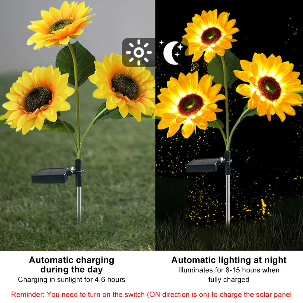 Tournesols solaires LED Lumières fleurisses décoratives fleurs lumières de jardin décoration de jardin lampe imperméable paysage léger