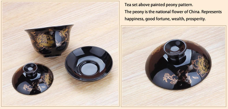 Ceramic Gaiwan Teaware, Gai Wan Bowl Large White Porselein Zisha Cup Kung Fu theekop met de hand beschilderde theekom thee thee-set warmtebestendig