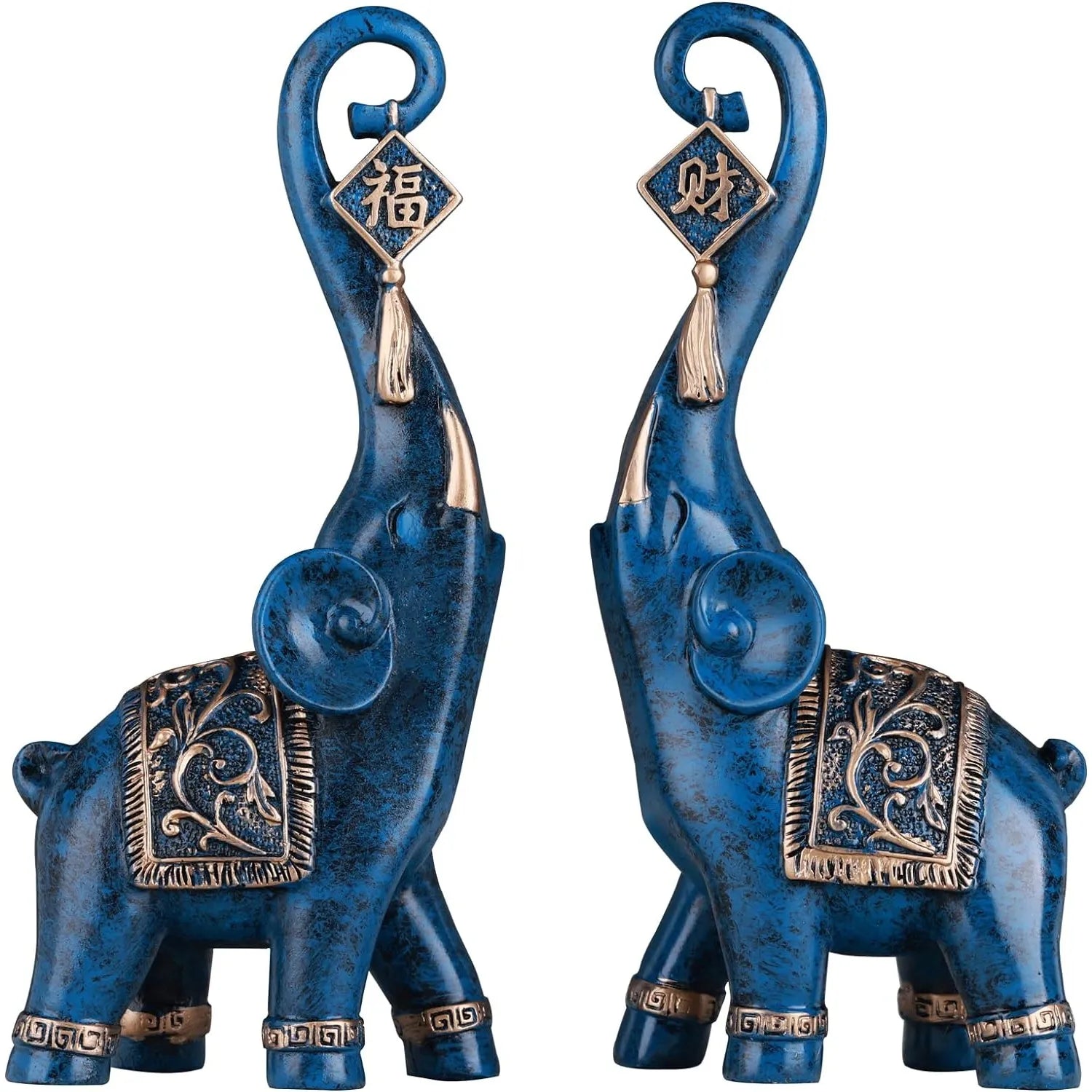 2 piezas Decoración del hogar de elefantes, decoración de la estatua de elefante hogar, decoración de entrada de sala de estar de regalo de elefante