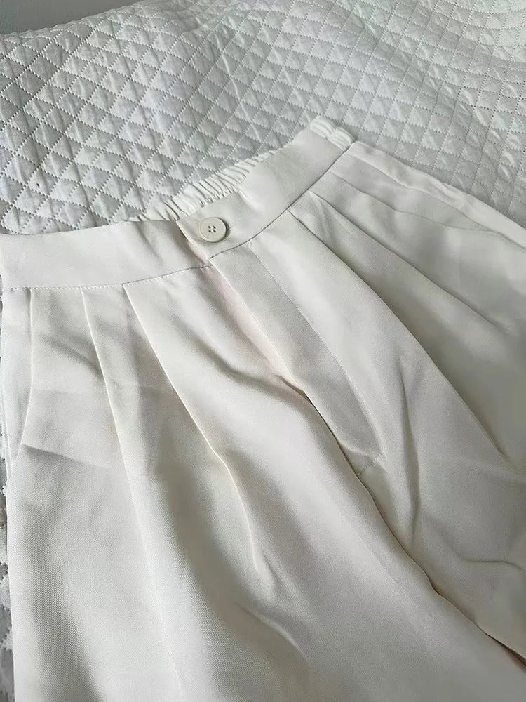 Korean OL Short Suits Sets Women Casual Loose Crop Blazers Jackets Conjunto New High Waist Wide Leg Pants Ensemble Offcie Outfit