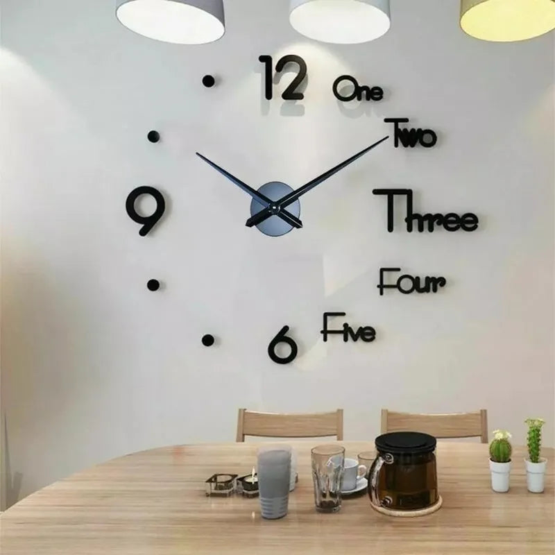 3D mini fai -da -te home muro orologio adesivi a specchio acrilico per decorazioni per la casa soggiorno ad ago in quarzo orologio sospeso