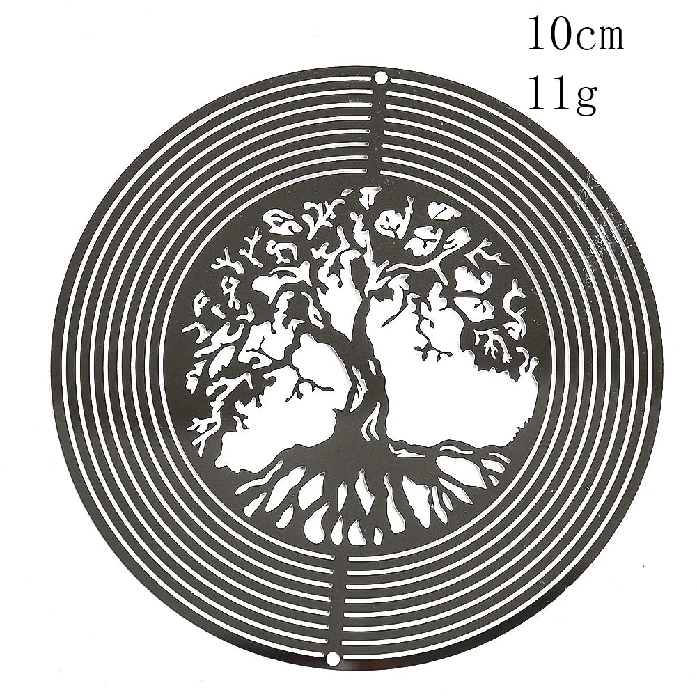 شجرة الحياة الرياح سبينر الماسك ثلاثية الأبعاد الدورية قلادة تدفق الضوء تأثير مرآة انعكاس تصميم حديقة في الهواء الطلق ديكور معلق
