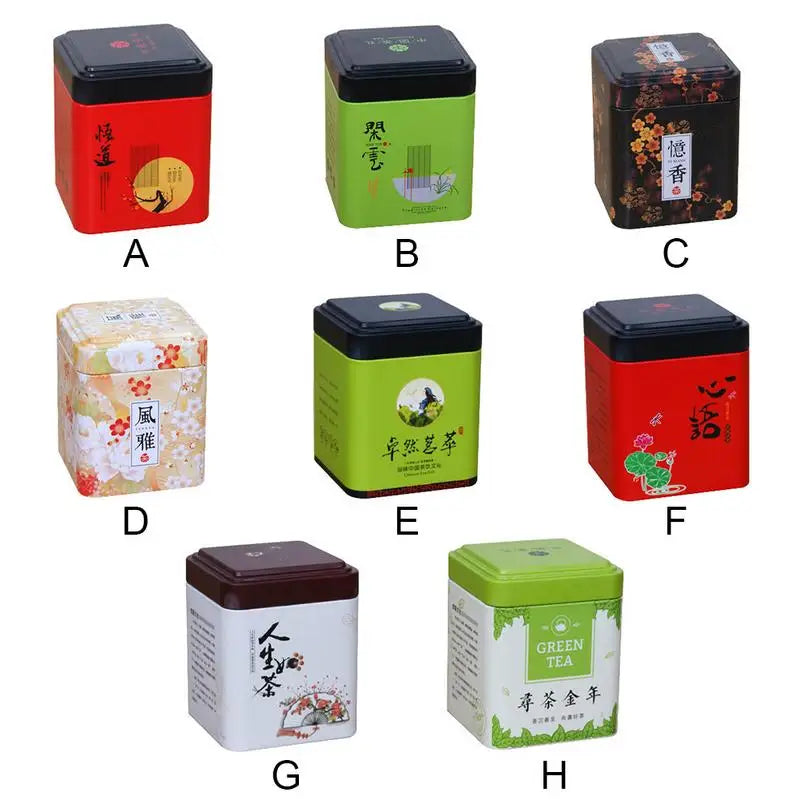 Mini Tin Storage Box Sealed Tea Caddy Small Square Coffee Jar Tea Leaves Container Cans Small Tinplate Spices Storage Boxes