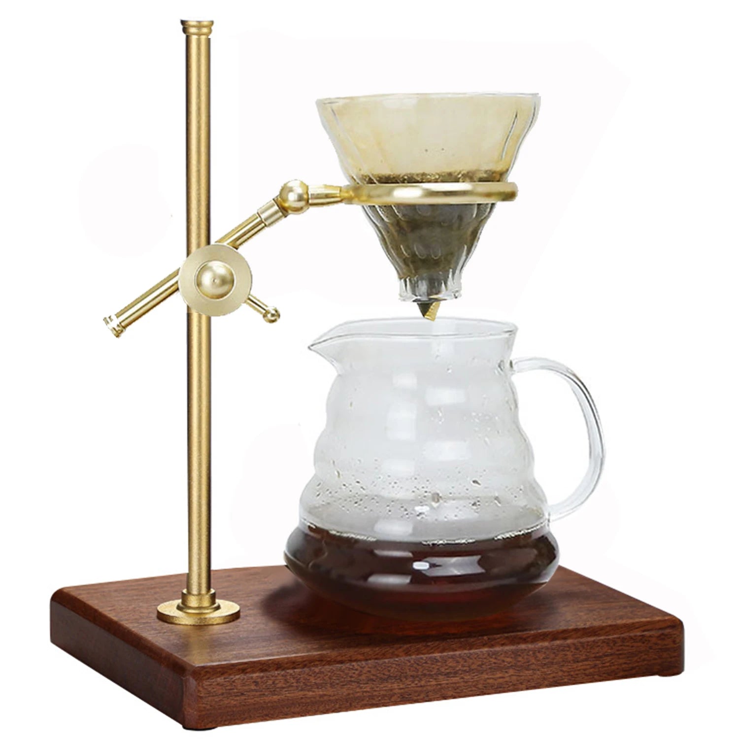 Pour Over Coffee Maker Set with Stainless Steel Stand 600ML Glass Carafe with Glass Coffee Dripper/Filter Drip Coffee Maker Set