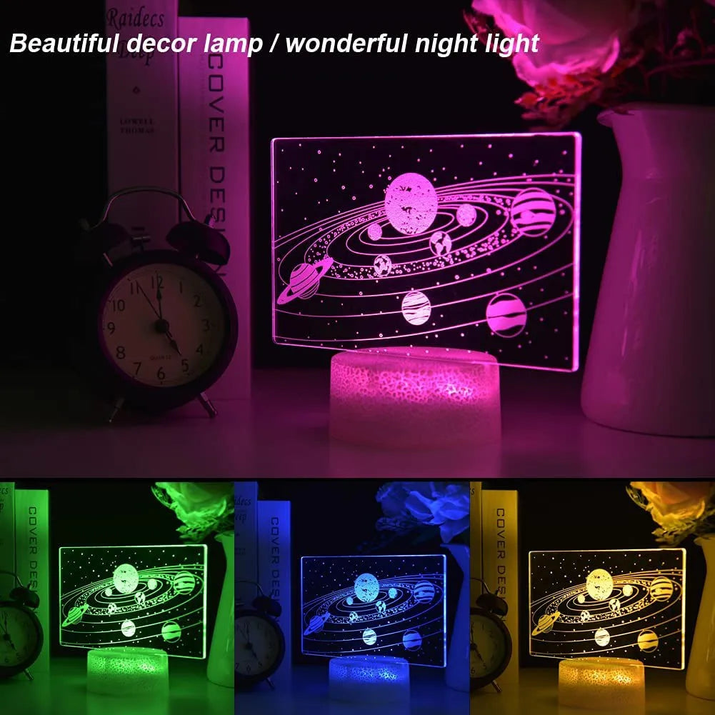 Güneş Sistemi Dokuz Gezegenler Lava Dekor Gece Işık Uzay Evren 3D LED RGB Yatak Odası Uyku Yan Masa Lambası Doğum Günü Hediyesi