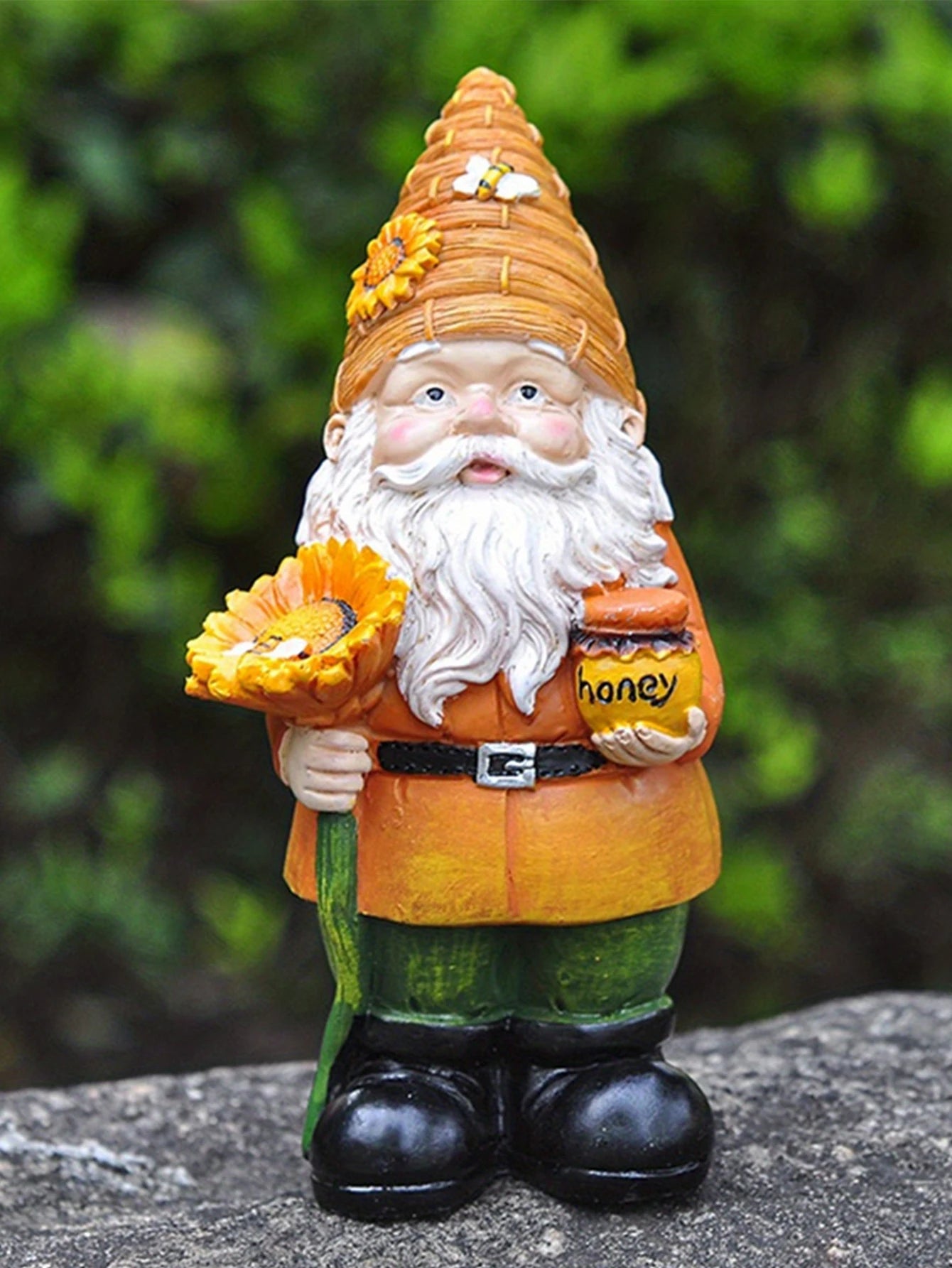 1pc Fat Man Sunflower Gnome Dwarf Garden Harts Staty Ornament utomhusdekoration Beekeeper Crafts