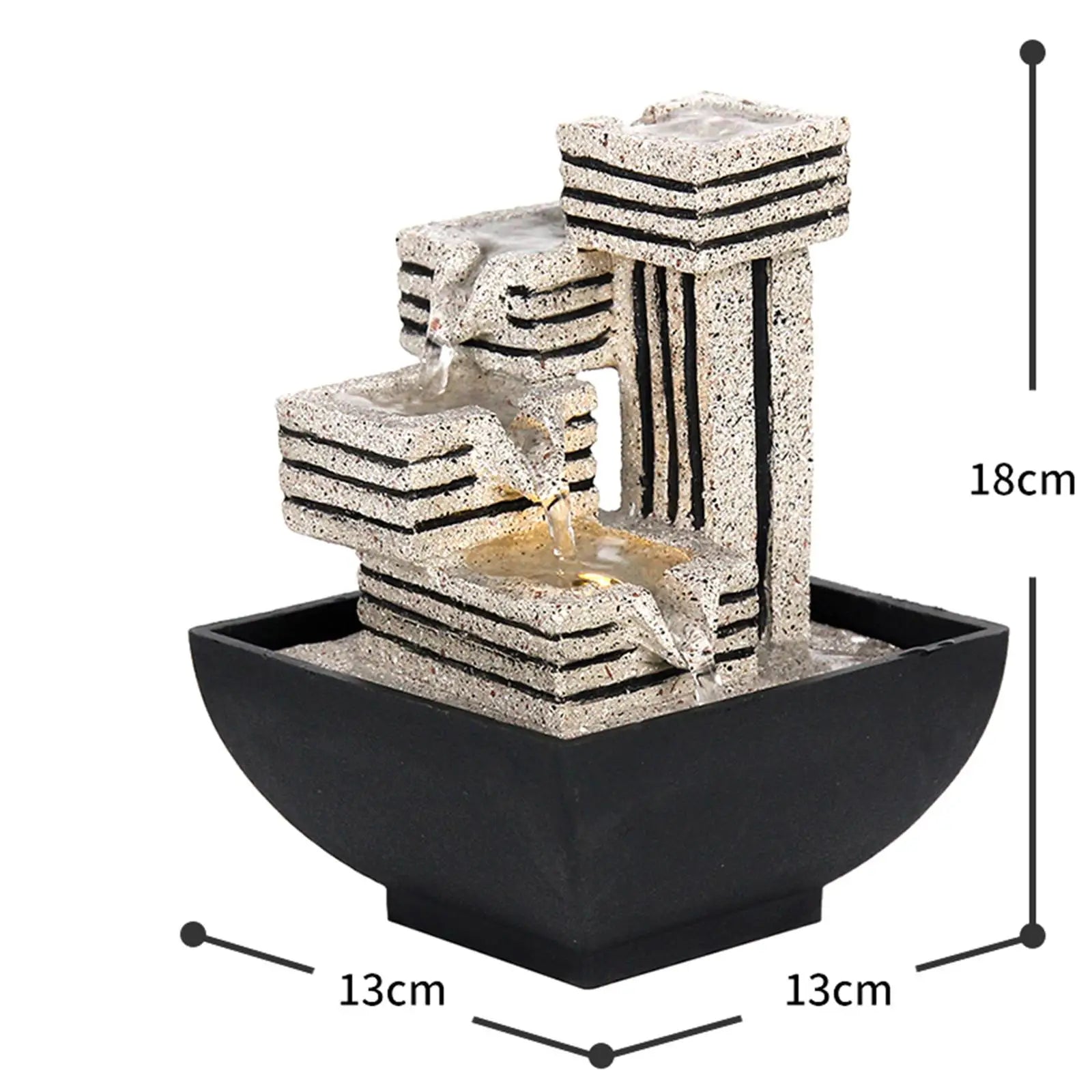 4 Tiers Indoor Water Fountain Tabletop Fountain Waterfall with Scene Lights for Living Room Fish Tank Garden Home Decor