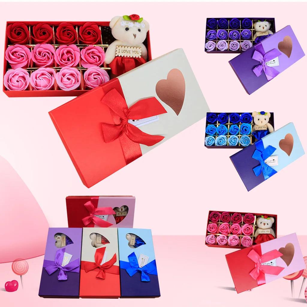 발렌타인 데이 12pcs 향기가 많은 비누 꽃 선물 로즈 박스 꽃다발 축제 선물