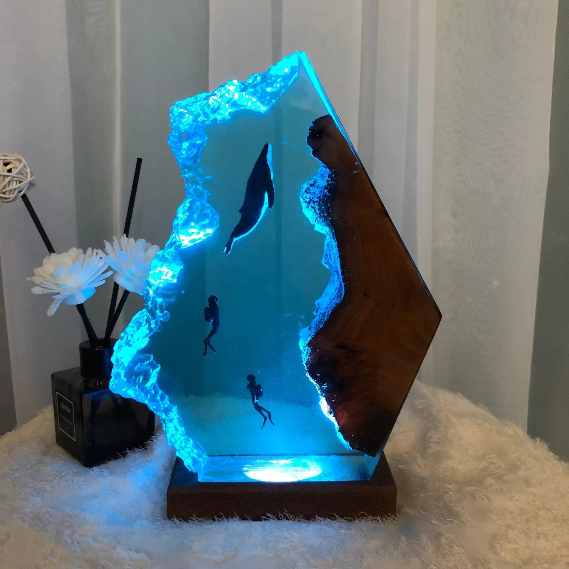[مضحك] المحيط غواص حورية البحر الحدباء مانتا راي ليلة ضوء LED مجموعة ضوء نموذج ديكور المنزل الحلي لعبة هدية عيد ميلاد