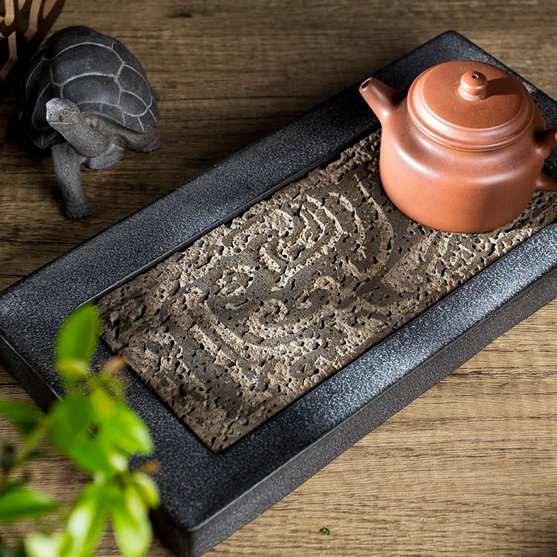 Theesaksteen Chinees Phoenix Patroon TEASET Kungfu Tabel Teaware Rechthoek Bord Teapot Saucer Antiek thuiskantoor Decoratief