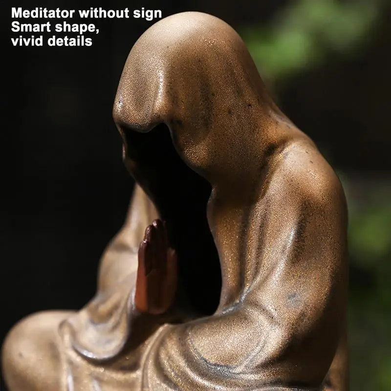 Formloser Meditation Keramikmönch Weihrauchhalter Brenner Haus Wohnzimmer Garten Teestuom Yoga Zimmer Zen Dekoration