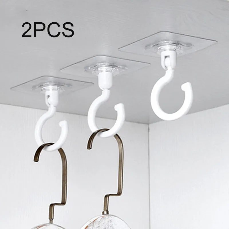 2pcs transparente Kleiderbügel selbstklebende Wandhaken Lagerhalter im Bad Küchenstock an Türhaken für Schlüsseltücher