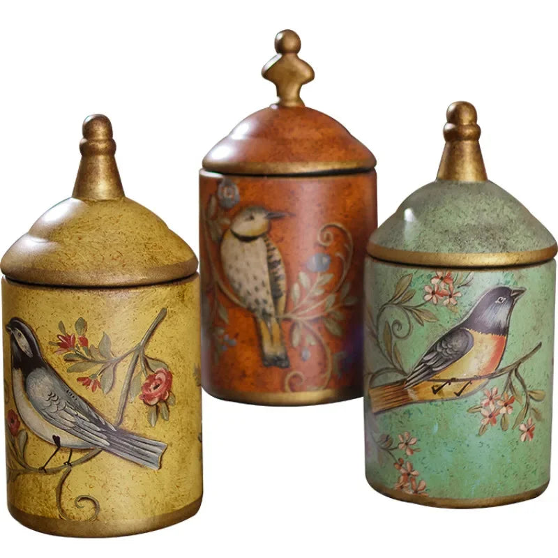 Vintage Ceramic Kitchen Jars förvaringsburkar Retro Tea Candy Jar Tin Sugar Cans Organizer Färg Tanks Matlagning WF1023303