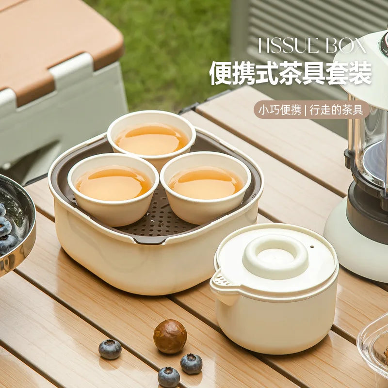 Bärbar reseuppsättning med handväska kinesiska Gaiwan Kung Fu Tea Set Tea Cups Coffee Cup Tea Maker