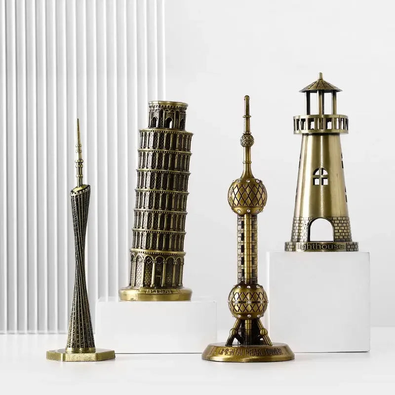 Metal 3d World Famous Architectural Bronze Crafts Model Building Home Decor Eiffelturm/Statue der Liberty/Empire State Statue
