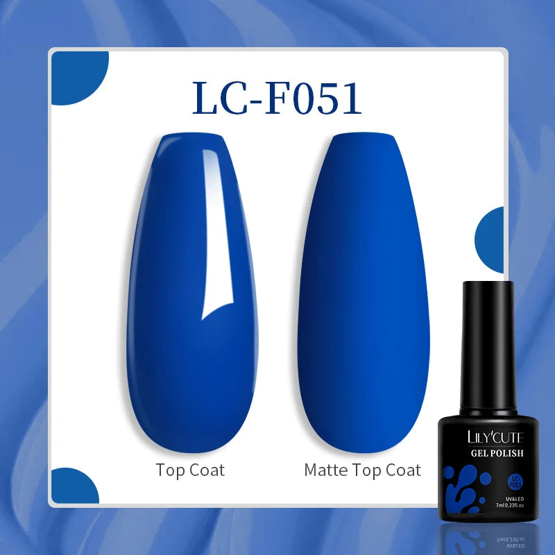 LILYCUTE 7ML Gel Nail Polish Blue Series Vernis Semi Permanent UV Gel Nail Art Design Soak Off Nail Gel Polish All For Manicure