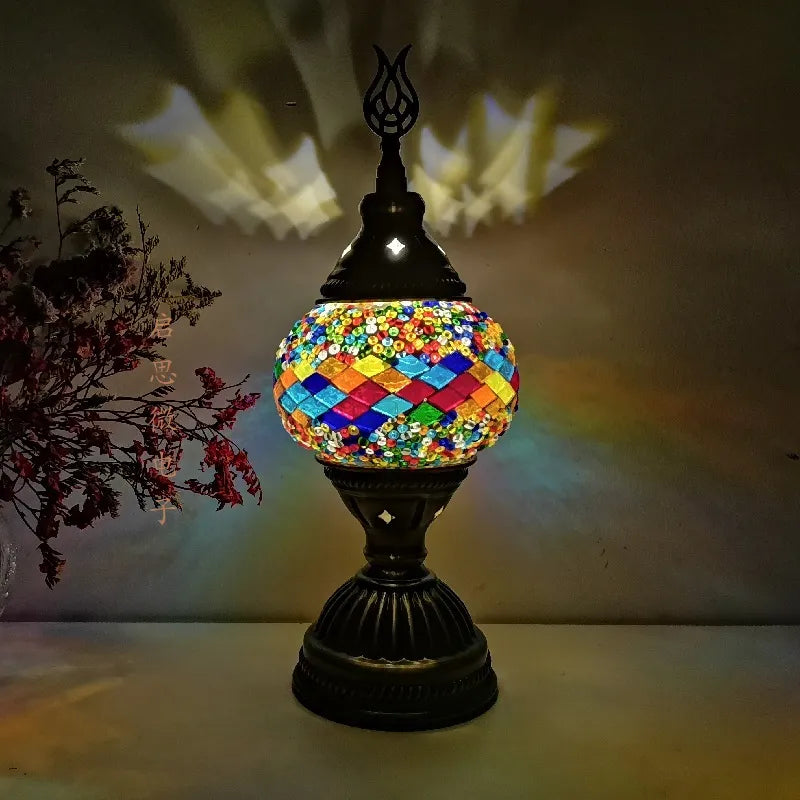 Turecká mozaická stolní lampa Vintage art deco ručně vyráběné lampas de Mesa Mosaic Glass Romanntic Bed Light Lamparas con Mosaicos