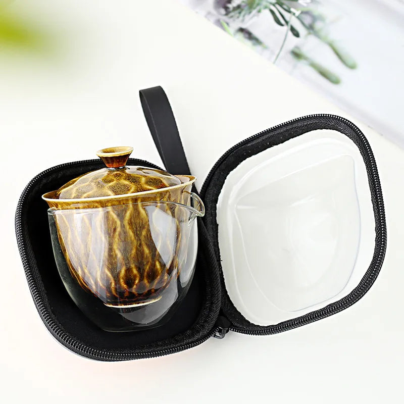 Avec un sac de voyage 2 tasses de thé kung fu chinois ensemble de voyage en céramique portable en porcelaine en porcelaine