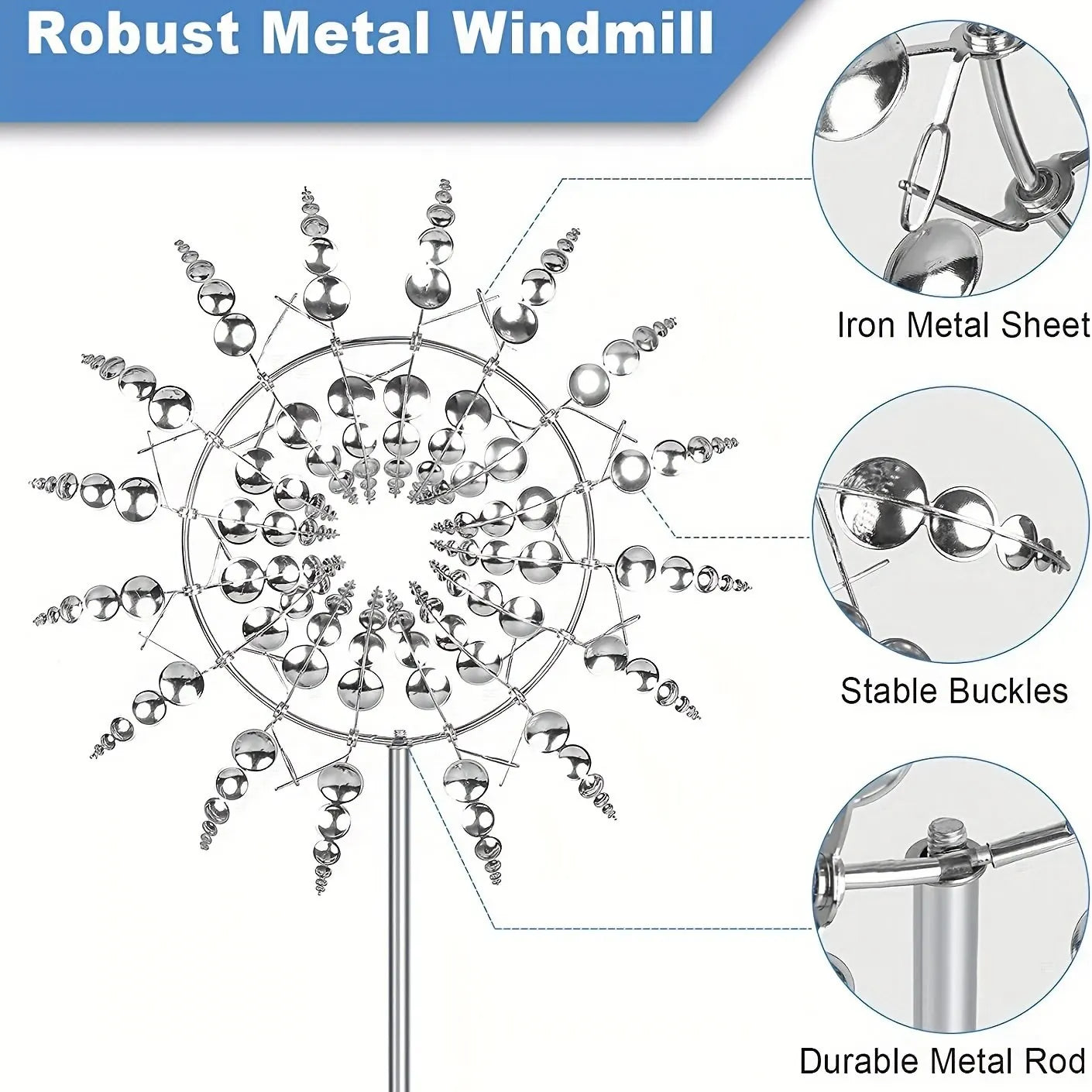 1pc Magical Kinetic Metal Metal Mill Spinner exclusivo apanhadores de vento de vento criativo pátio jardim de jardim de decoração de pátio ao ar livre