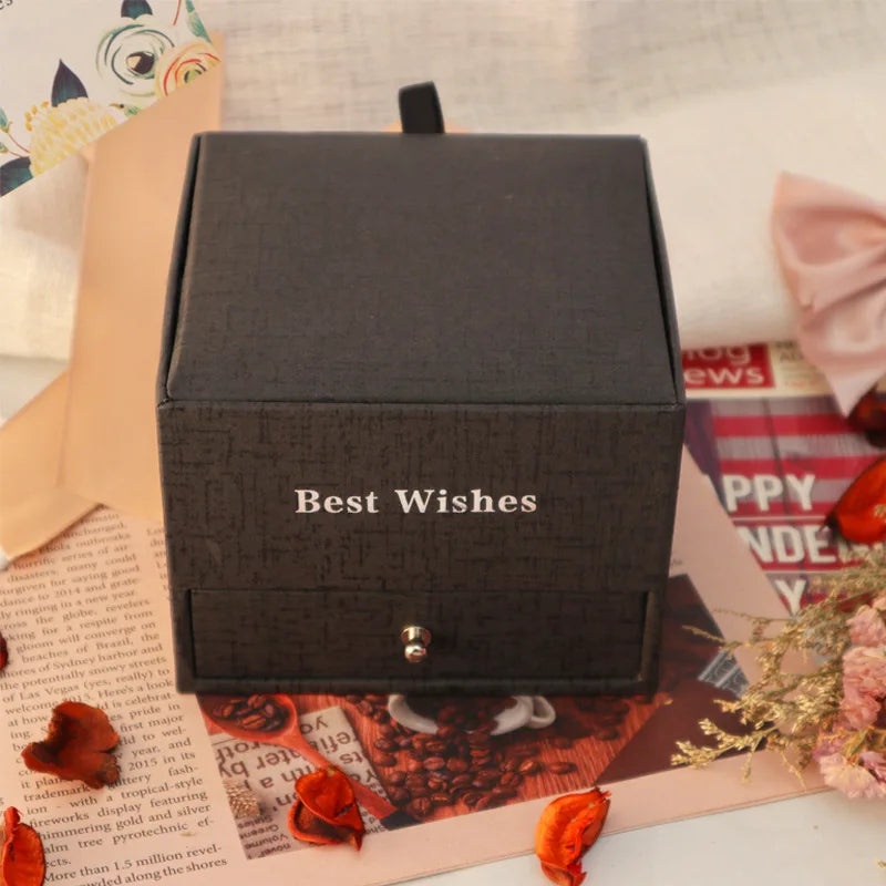 Ich liebe dich Herz Rose Geschenkbox für Frauen Freundin Weihnachtsgeschenke 2023 Neu in der Mode romantische Halskette Ring Juwely Box