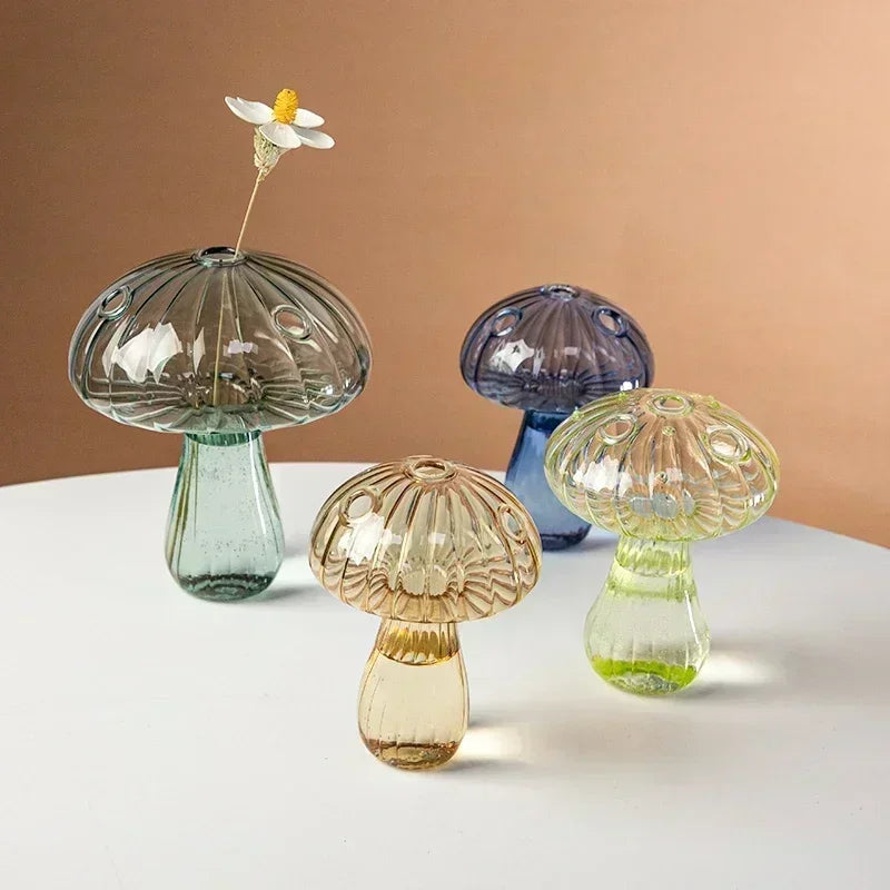 Creative Mushroom Glass Vase Plant Hydroponic Terrarium Art Plant Hydroponic Table Vase Glass Crafts DIY Aromatherapy Bottle