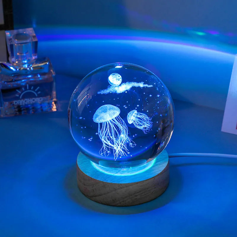 3D Água -fosfisos a laser gravado Ball Crystal Ball Light Light Night, Annitrime namorada colega de classe Classe Fidel DIDADE DIA DO DIA
