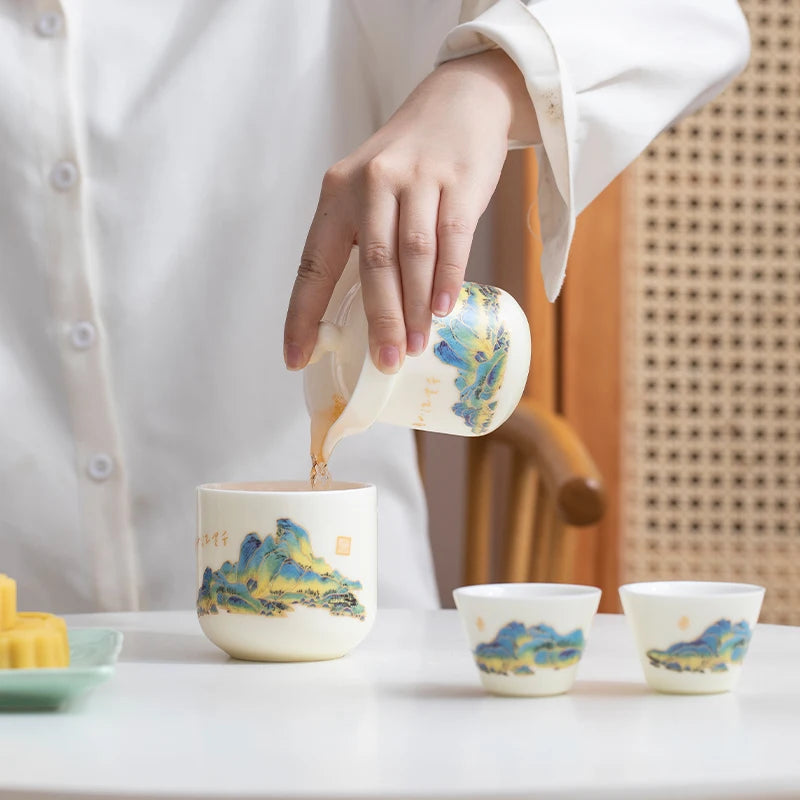 Kinesisk hvid porcelæn kung fu rejse te sæt keramisk tekande teacup porcelæn teaset teaet sæt drikkevarer te ceremoni