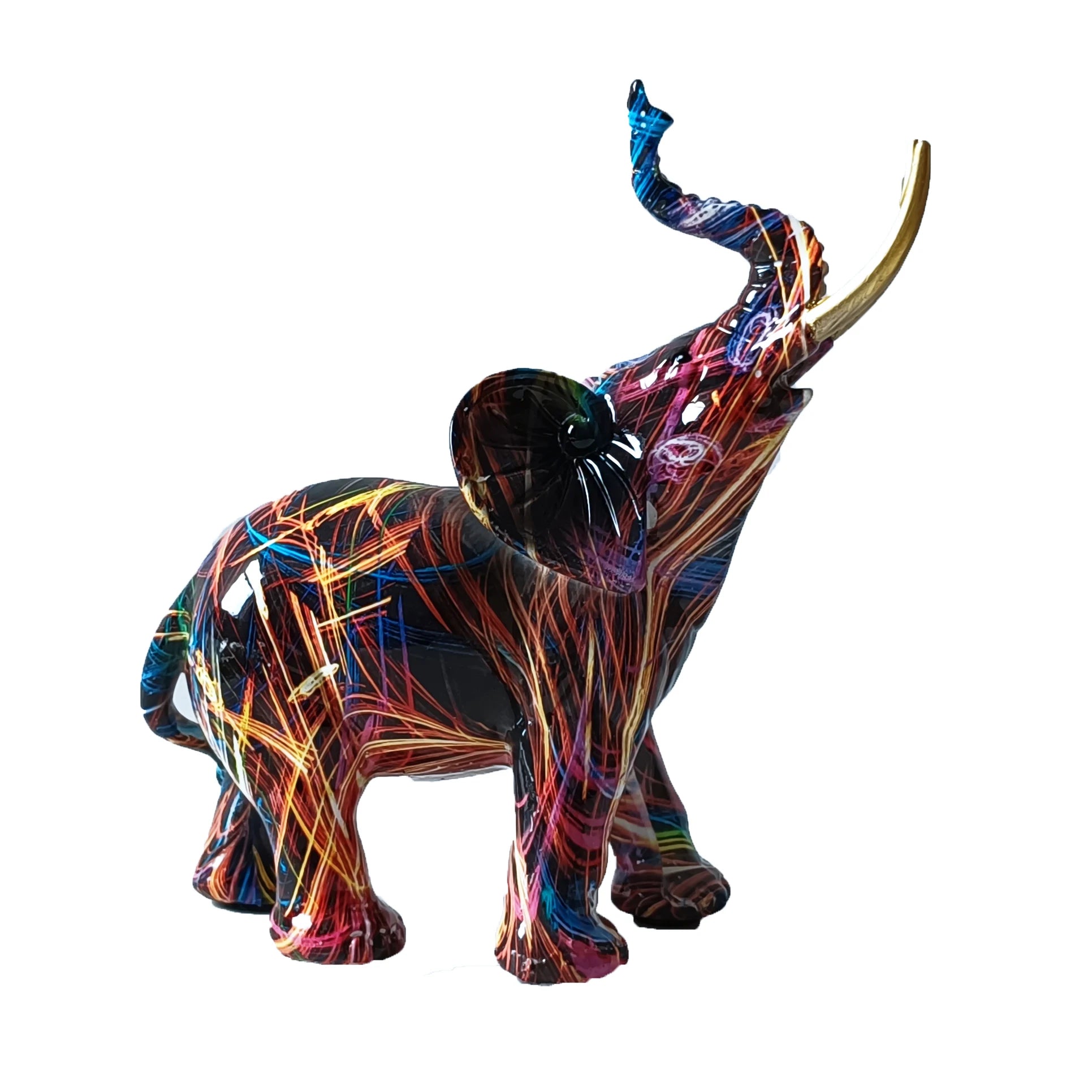 Esculturas decorativas para decoração de casa estátua para enfeites de arte para sala de estar para decoração de decoração para casa Armário de TV colorido elefante colorido