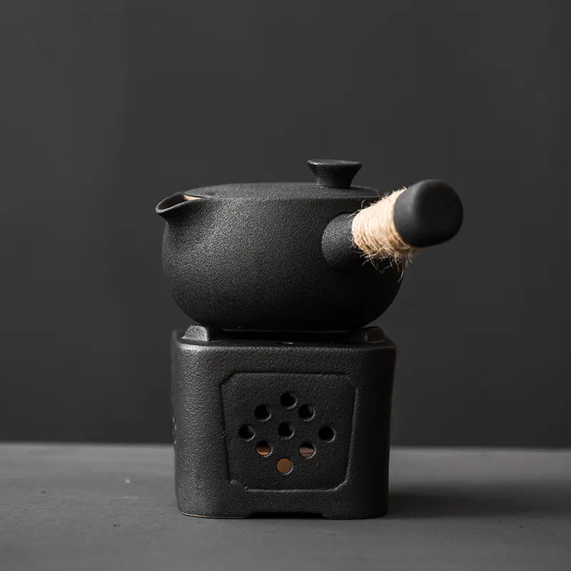 Japanese Style Rough Pottery Side Handle Teapot Large Capacity Portable Tea Pot with Handle Handmade Teaware Kung Fu Tea Sets