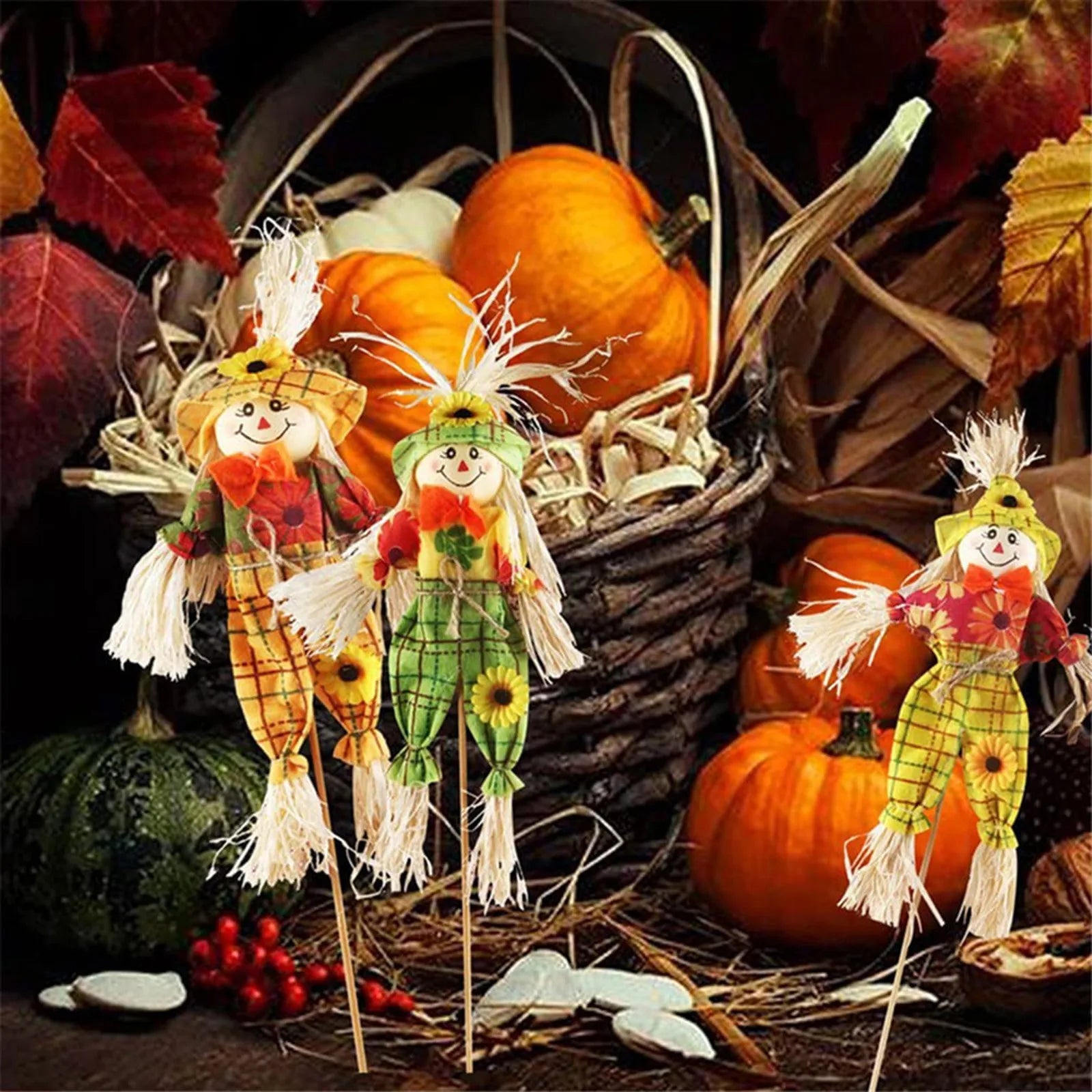 3pcs Mall Fall Scarecrow Decor 3 Pack Scarecrow pour jardin Home Yard Porch Thanksgiving Halloween Decoration садовые фи