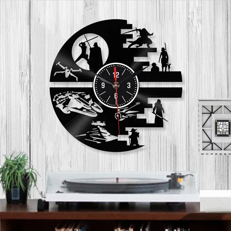 Science Fiction Film Series Vinyl Record Wall Hanging Art Clock Home Room Decoration Watch Movie Lover Gift Wall Clock