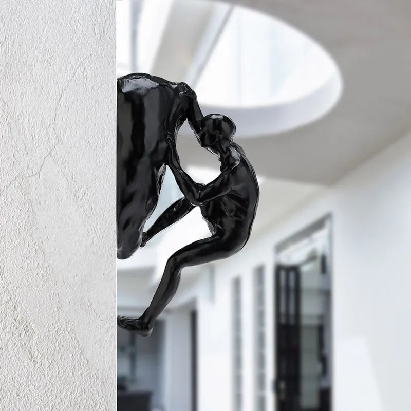 9 pezzi/set creativo in stile industriale Rock Climbing Man Resin Wall Statue Staue Sculpture Figure Crafts Decor Home